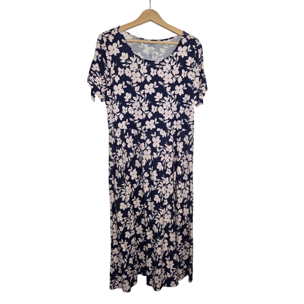 Croft & Barrow Navy Blue Pink Floral Short Sleeve Tie Detail Midi Dress XL - Picture 4 of 8